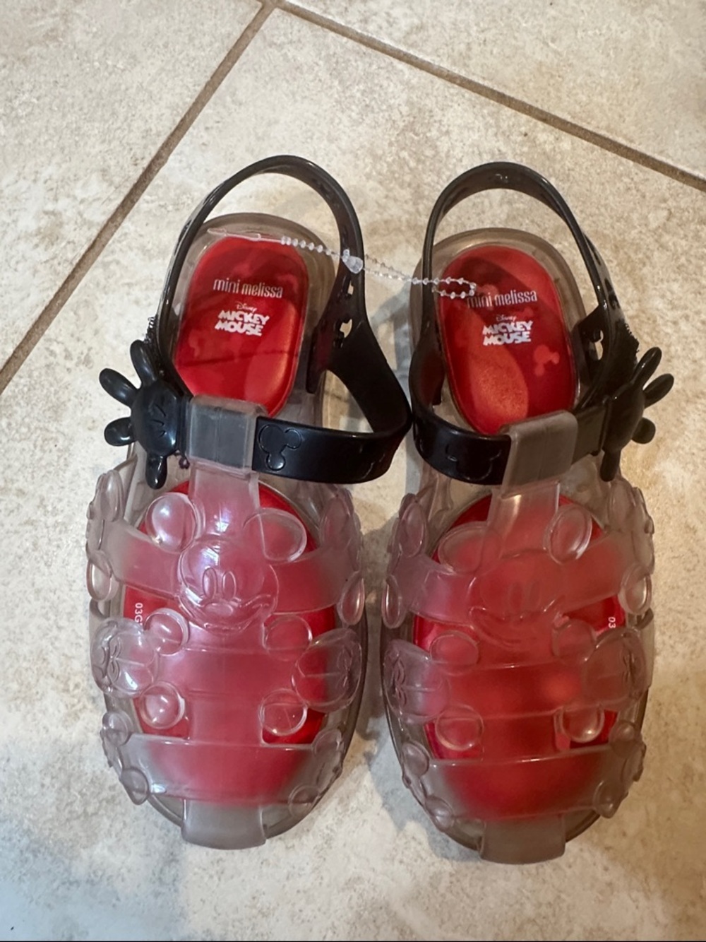 Mini Melissa Disney Mickey Mouse Fisherman Jelly Shoes Sandals Jellies 13 Girls